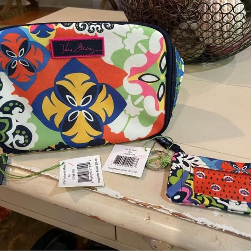 NWT Retired Pattern Rio Vera Bradley Lighten Up Lunch Mate and Zip Id Case